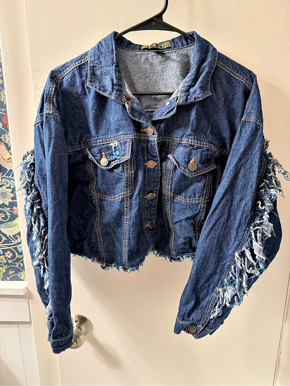 TAXI Distressed Denim Jean Jacket Blue 1X